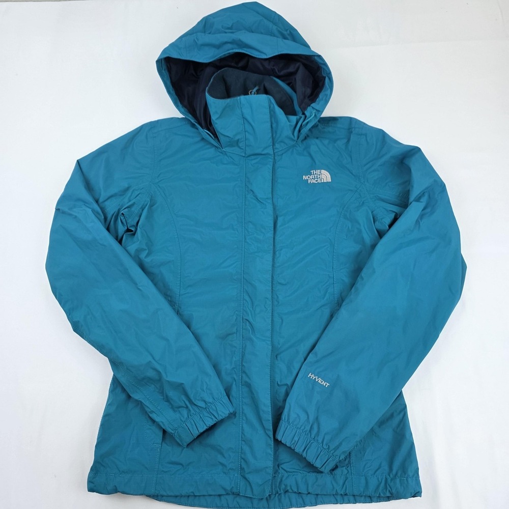 The North Face Jacket Womens XS Teal Blue HyVent Hooded Rain Waterproof Shell